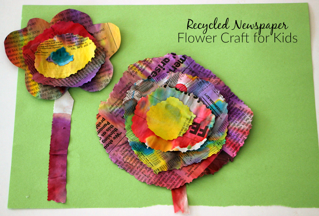Watercolor & Recycled Newspaper Flower Craft - Where Imagination Grows
