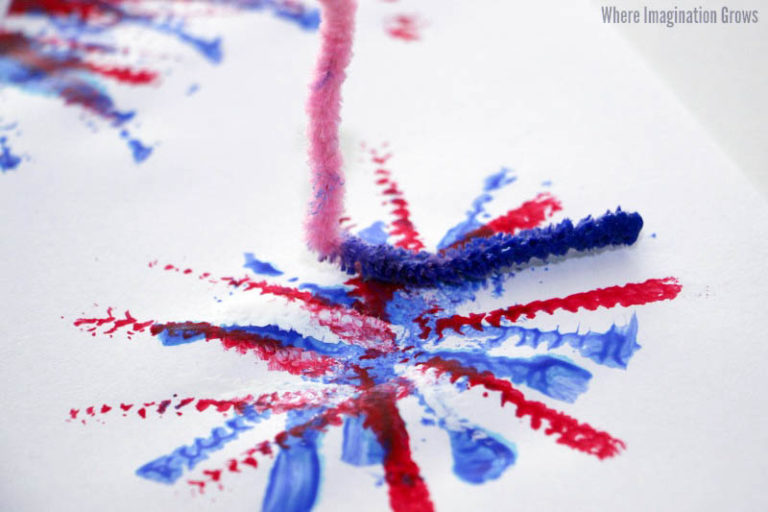 Fourth of July Craft: Pipe Cleaner Firework Paintings - Where ...