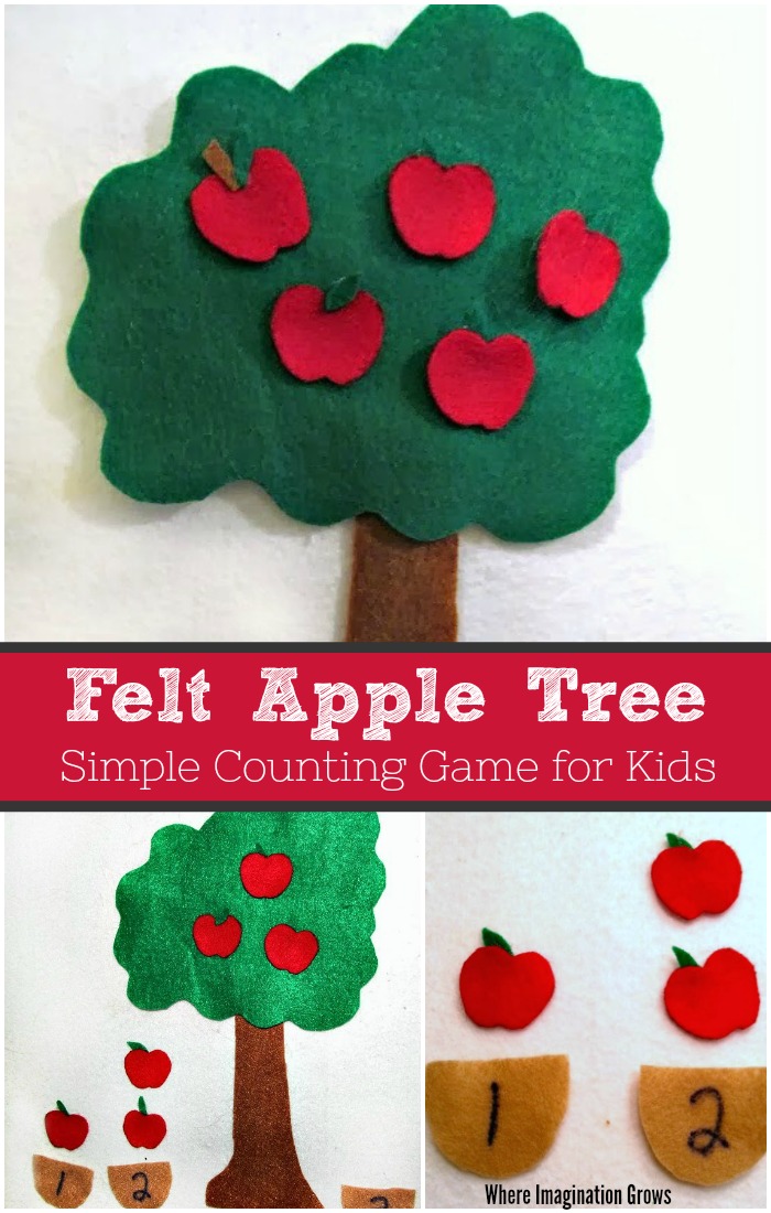 Felt board apple tree counting activity for kids! Simple fall counting and one-to-one correspondence game for toddlers