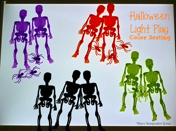 Halloween Light Table Activities! Fine motor color sorting!