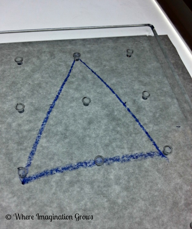 Geoboard Shape Learning Activity for Preschoolers on the Light Table!