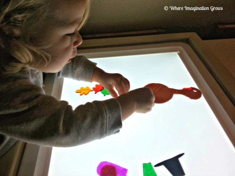 Thanksgiving light table play for toddlers