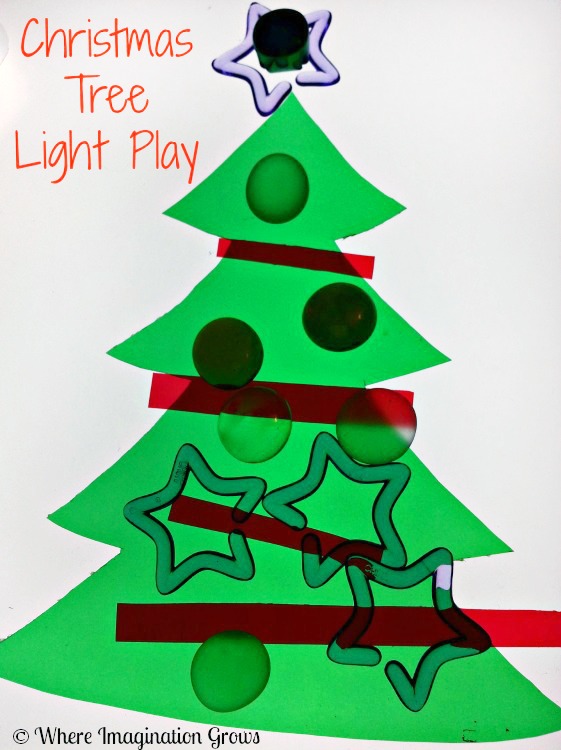 Easy Christmas light table activity for preschoolers! Decorate Christmas trees with loose parts! Let kids get creative with this holiday fine motor activity
