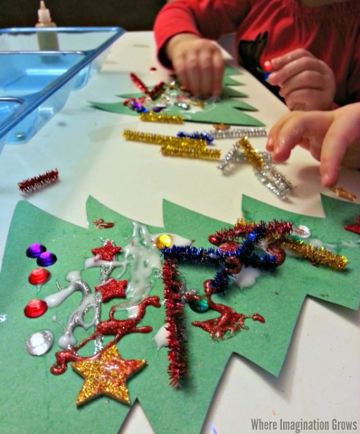 Glittery Christmas Tree Craft for Toddlers