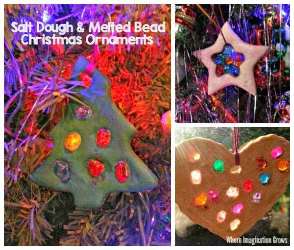 Salt Dough and Melted Bead Ornaments kids can make this holiday season!