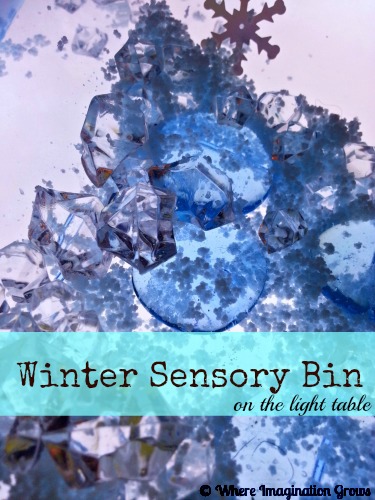 winter sensory bin light play