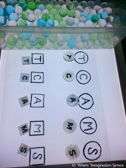 light table accessories for letter recognition 