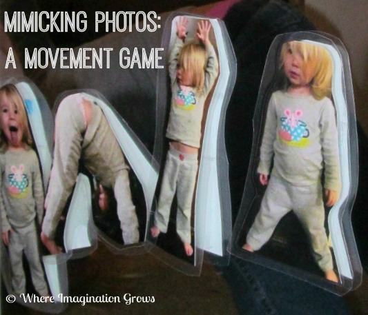 Mimicking Photos: A creative gross motor game for toddlers and preschoolers using photos and mirrors! Great for independent play too!