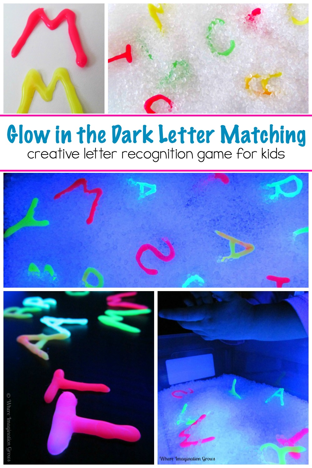 Glow in the Dark Letter Matching Sensory Bin Display Image
