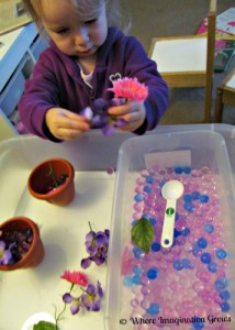 Spring Flower Sensory Bin with Water Beads - Where Imagination Grows