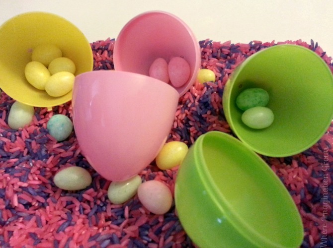 easter rice sensory