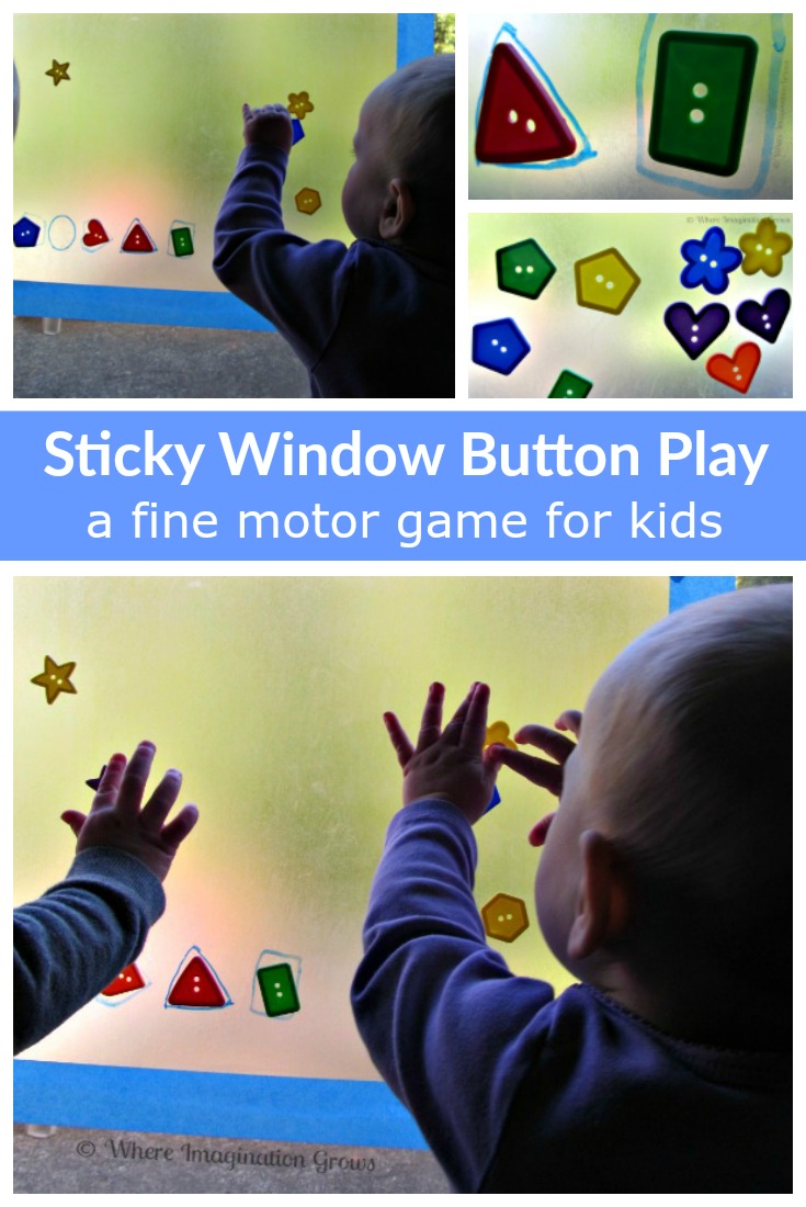 Toddler and baby games! Strengthen fine motor skills with this fun sticky window button game for kids