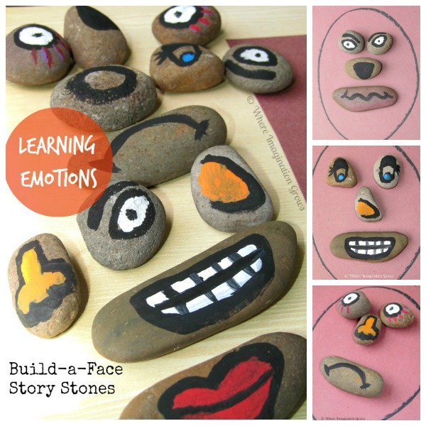 Simple story stones for teaching kids about emotions