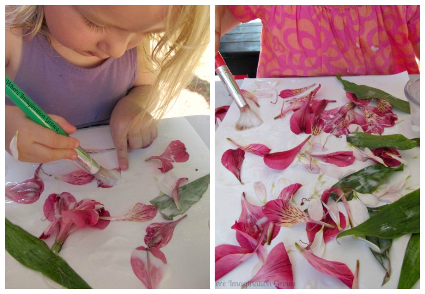 Nature Collages for Kids! Simple flower process art preschoolers and toddlers can do!