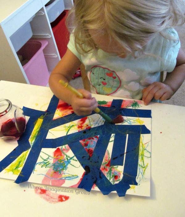 Tape and Watercolor Canvas Art for Kids - Fun-A-Day!