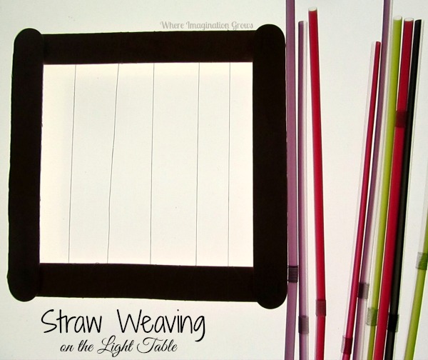 Light Table Fine Motor Activities: Straw Weaving for Kids