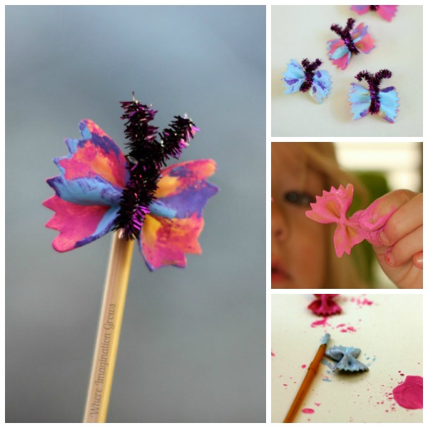 Simple butterfly craft for kids! Turn pasta into adorable little butterflies! Great preschool art project!