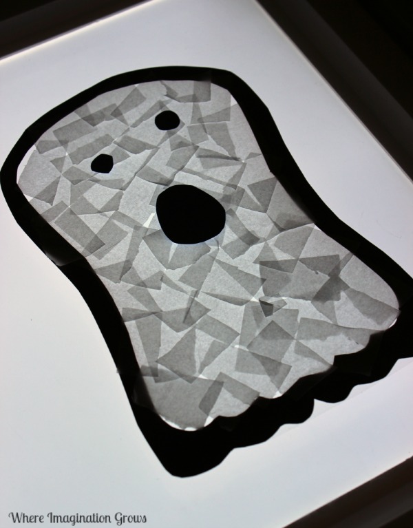 Tissue Paper Ghost Collages on the Light Table
