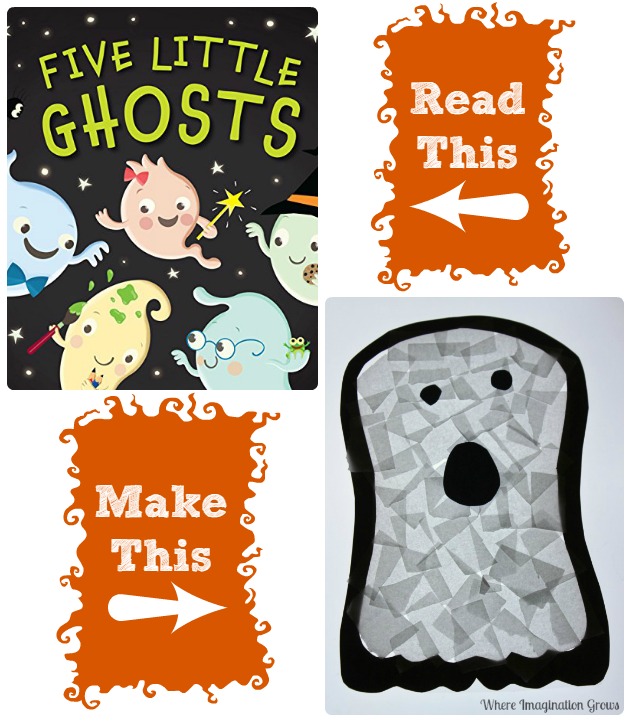 light table halloween ghost craft collage