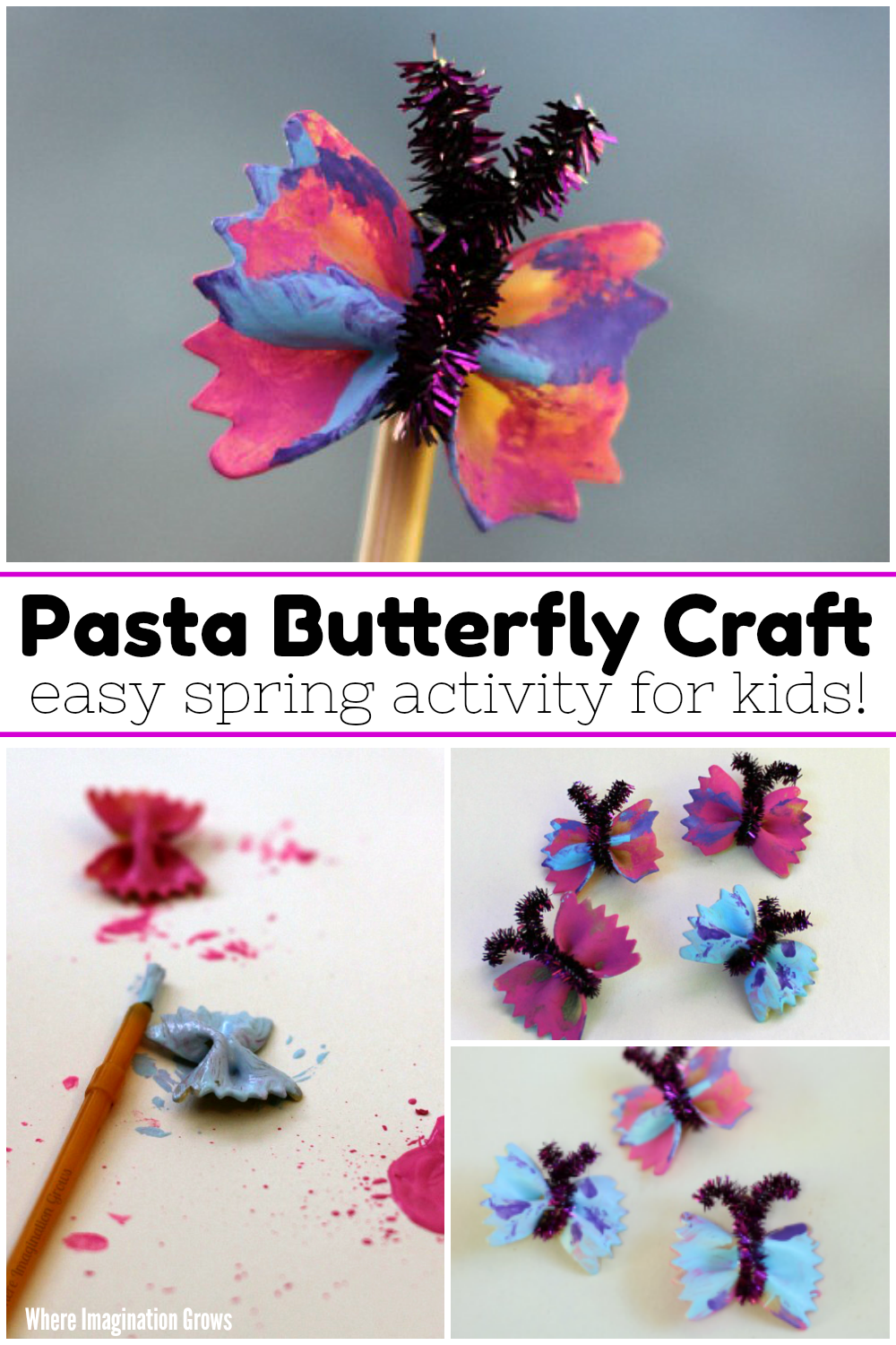 Bow Tie Pasta Butterfly Craft for Kids! A easy spring craft!