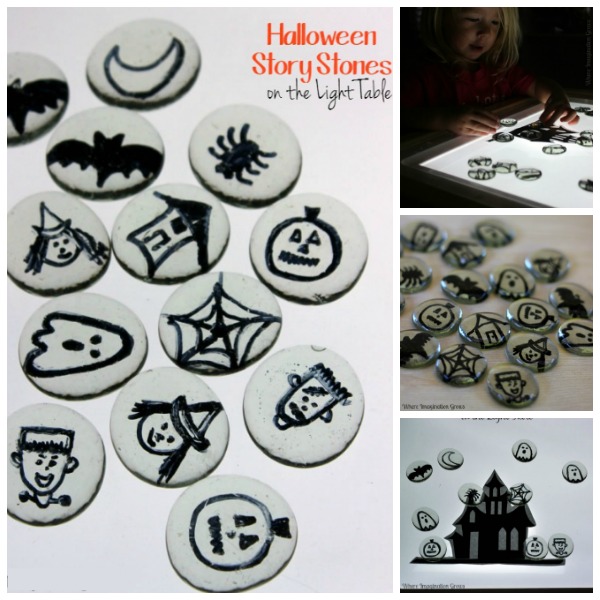 Halloween Story Stones! A fun light table activity for preschoolers! Great off the light table too!