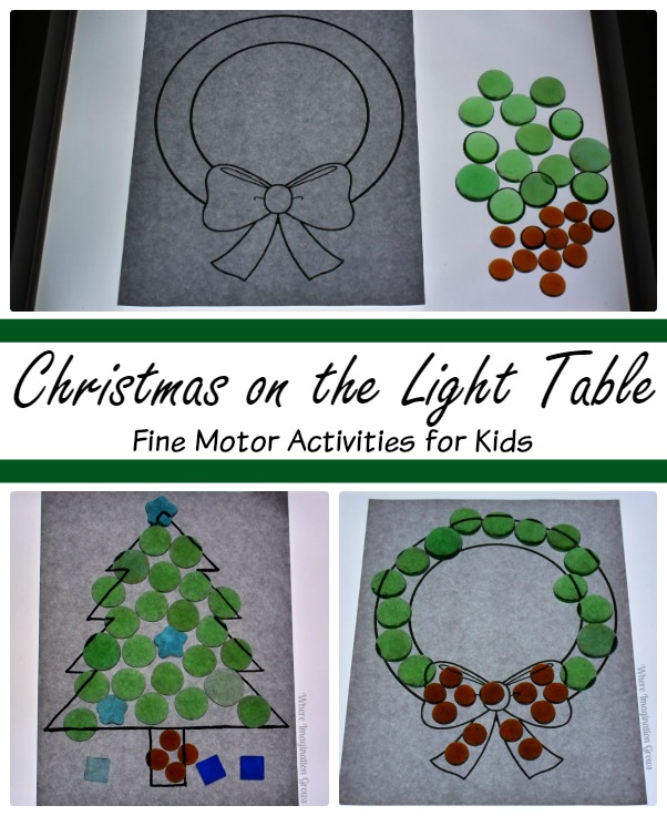 Christmas Fine Motor Activities on the Light Table