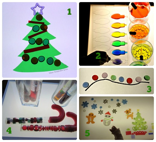 Light table Christmas activities for kids