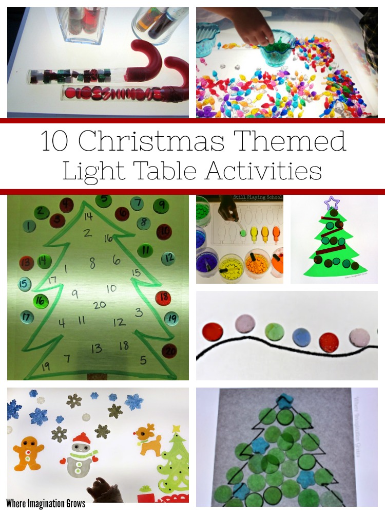 Christmas Themed Light Table Activities for Kids