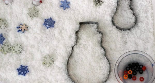 Winter Snowman Sensory Bin for Kids