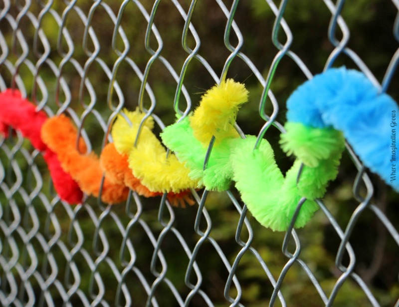 Simple Kids Activities: Outdoor Rainbow Weaving for Kids