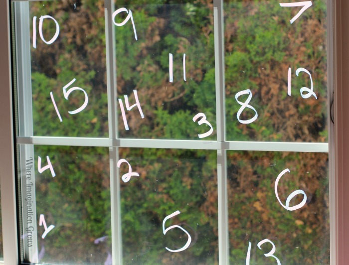 Number Order Math Game for Preschoolers on a Window