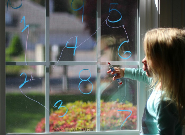 Number Order Math Game for Preschoolers on a Window