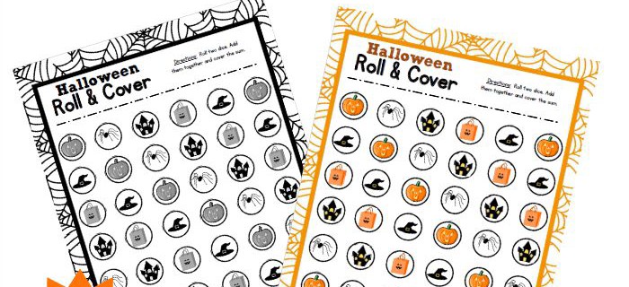 Halloween roll and cover printable for preschoolers! Learn to count and beginning math for preschoolers!