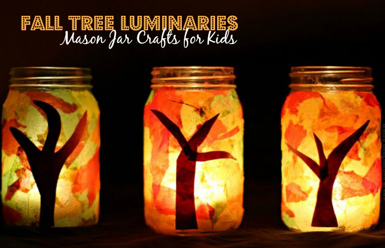 Fall Tree Mason Jar Luminaries Craft