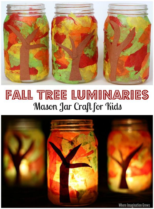 Mason Jar Fall Luminaries Craft - Where Imagination Grows