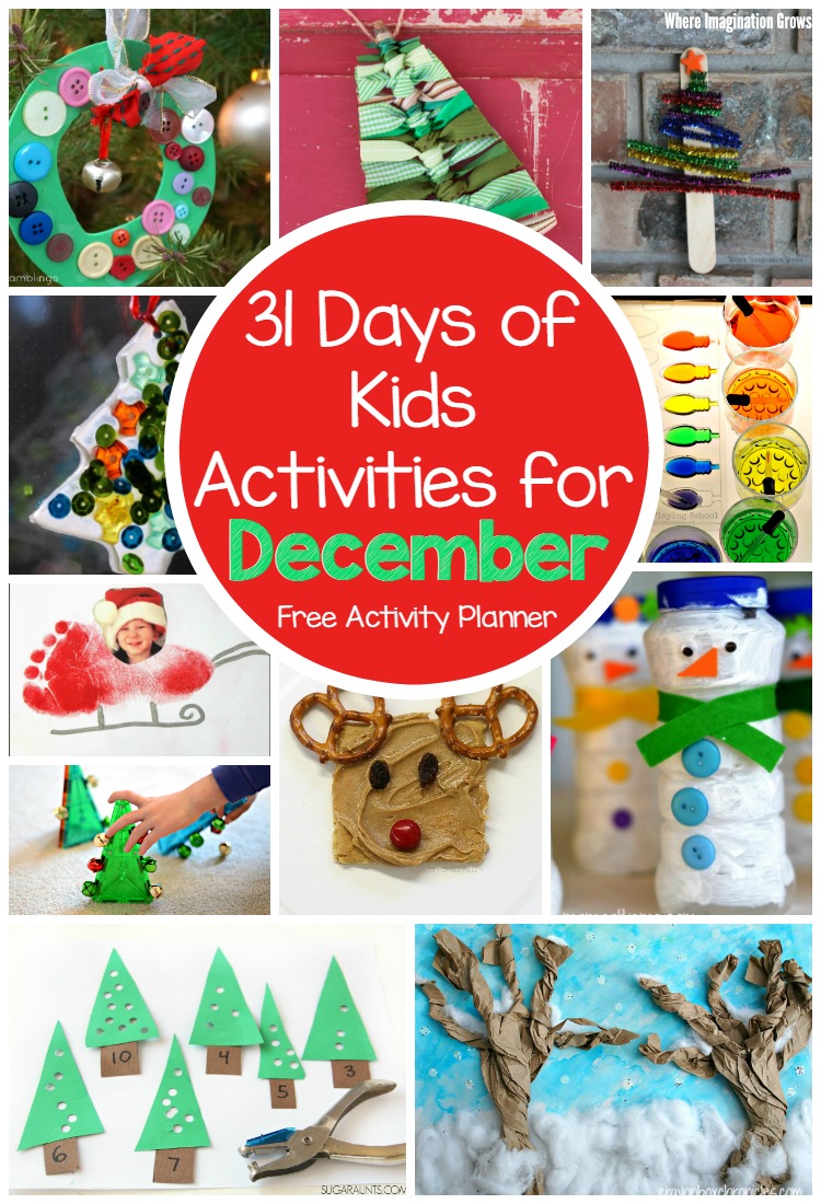 31 Days of Fun Kids Activities for December! Christmas & winter themed crafts & activities!