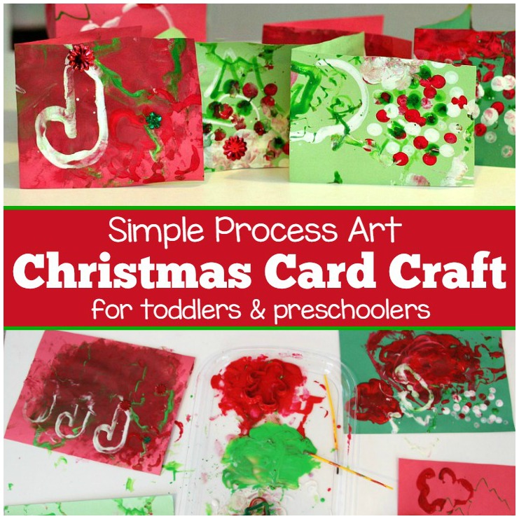 Christmas Process Art Craft for Kids! Christmas cards that kids can make! Plus tips for cleaning messy art!