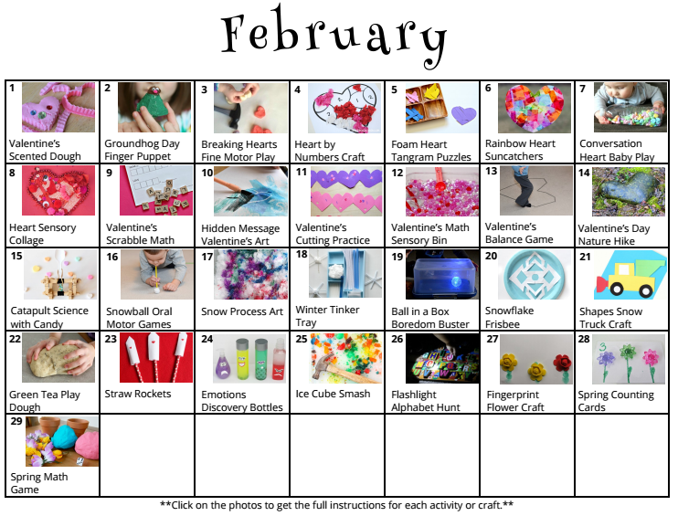 A Month Of Kids Activities for February! Math, Science, Sensory, Crafts & More!