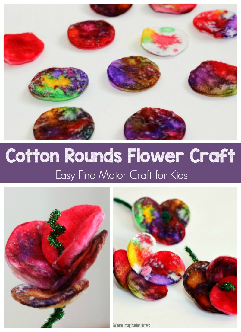 Spring Craft for Kids! Simple Cotton Rounds Flower Craft with Droppers