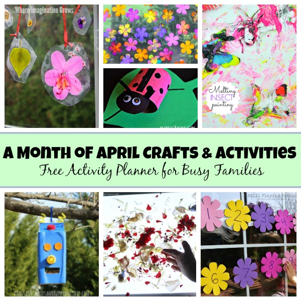30 Days of Spring Crafts & Activities for April! Free Activity Planner!