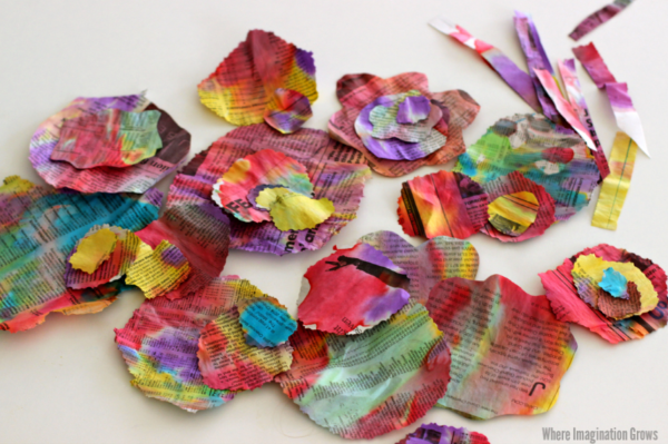 Watercolor & Recycled Newspaper Flower Craft - Where Imagination Grows