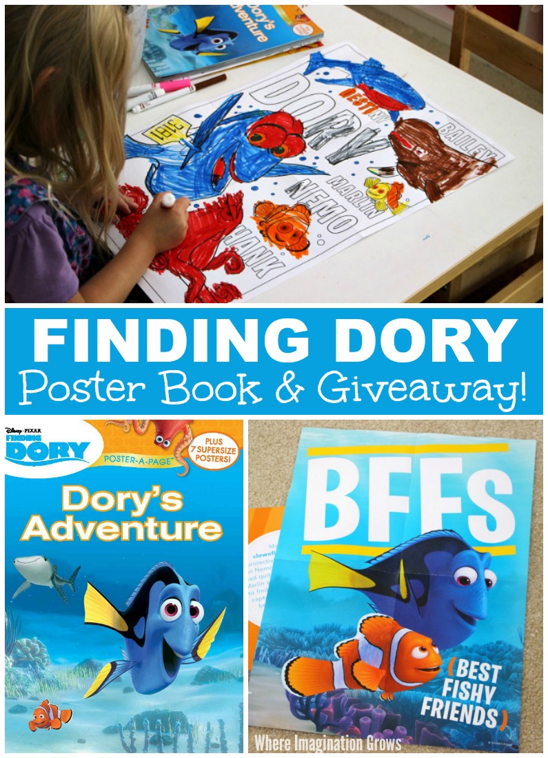 Finding Dory Poster Page Book for Kids! A fun and interactive children's book for Dory fans! Plus a giveaway! 