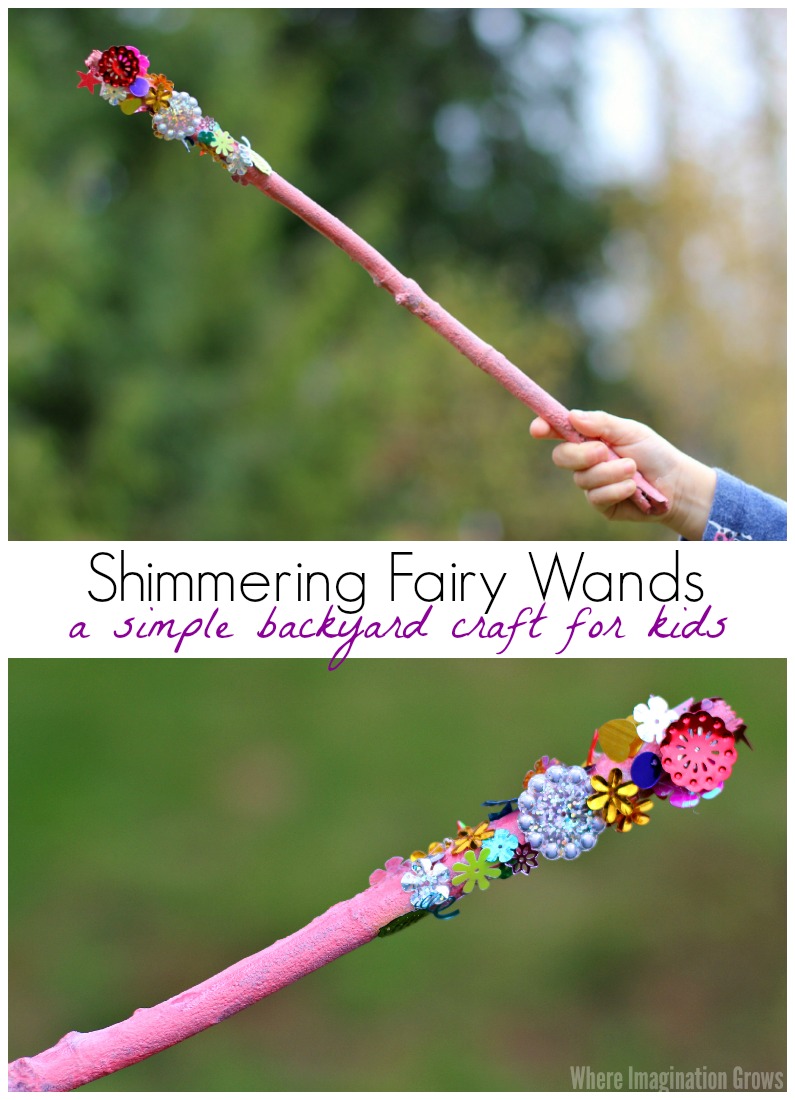 Shimmering Fairy Wand Craft for Kids! A simple backyard fairy craft for preschooler!