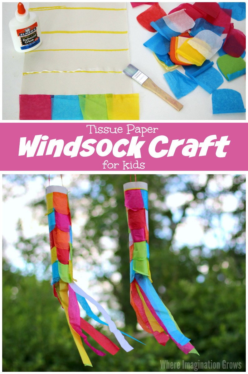 Tissue Paper Windsock Craft for Kids! A fun fine motor craft for summer!