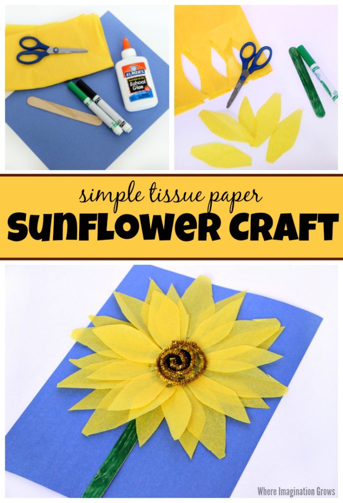 Tissue Paper Sunflower Craft for Kids - Where Imagination Grows