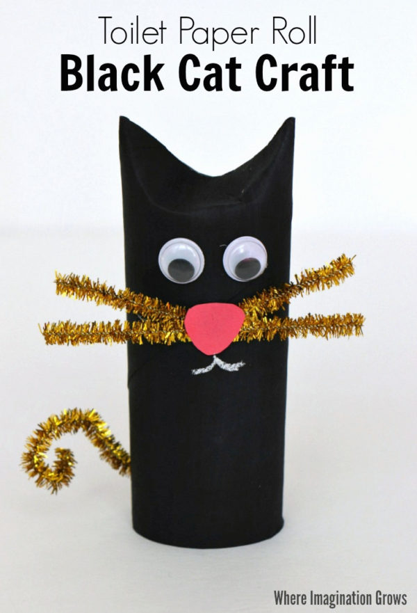 Toilet Paper Roll Black Cat Craft for Halloween - Where Imagination Grows