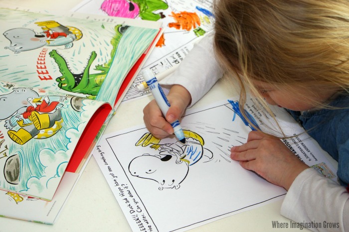 Duck and Hippo in the Rainstorm free activity sheets for preschoolers! A fun spring children's book!