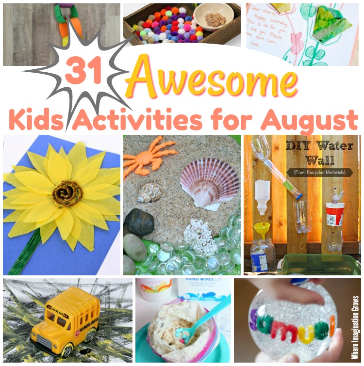 31 Awesome Kids Activities for August! Summer fun for kids at it's finest! A free activity planner and lesson plan all-in-one!