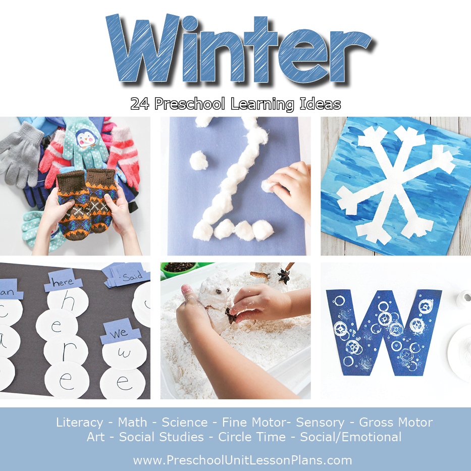 Winter themed lesson plans for preschool! Hand-on learning activities that promote literacy based learning.