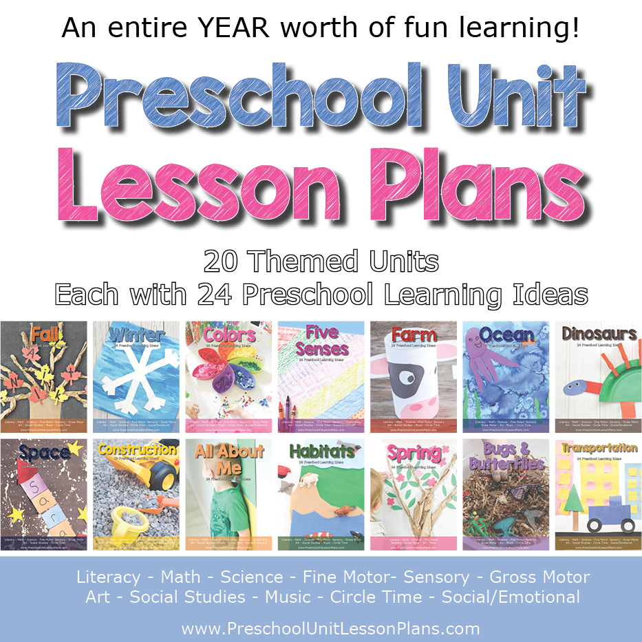 A year of preschool lesson plans! Hands-on learning thorugh play with this fun preschool curriculum for teachers, daycare providers, and homeschoolers.